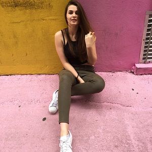 Army green skinny jeans